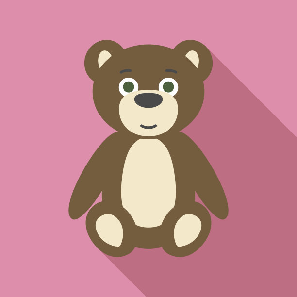 泰迪熊的扁风格与长阴影图片下载