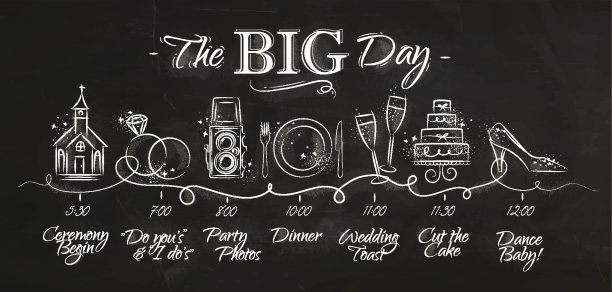 婚礼时间表菜单黑色图片下载