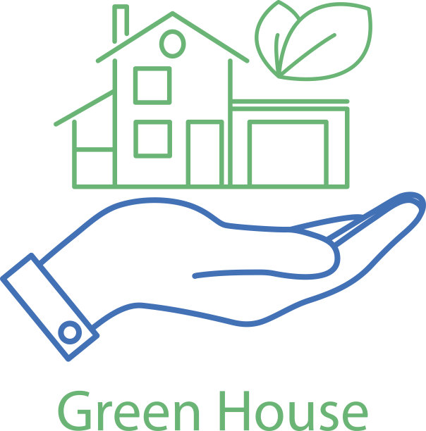 图标绿色房子在手中图片下载