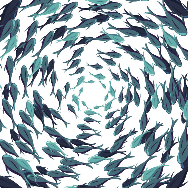 矢量鱼群插图，水下海景设计图片下载