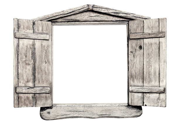 破旧的轻木窗框图片下载