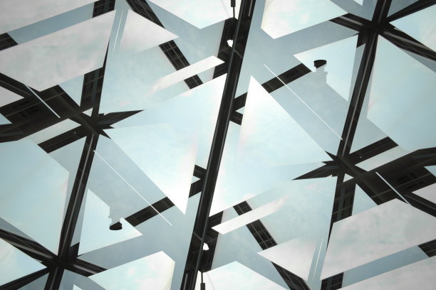 玻璃幕墙碎片反射的特写照片图片下载