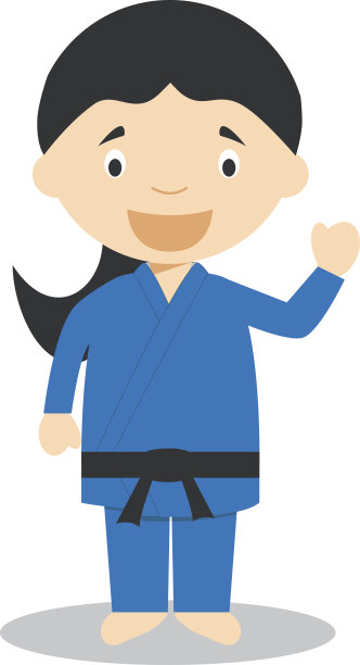 体育卡通矢量插图:柔道(女)图片下载