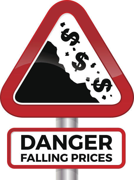 危险下跌的价格美元路标。图片下载