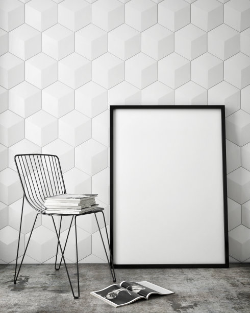 模拟海报框架在时髦的室内背景图片下载