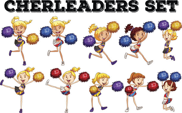 拉拉队拿着球棒跳上跳下图片下载