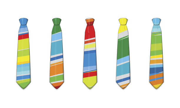 一套彩色领带。向量在孤立图片下载