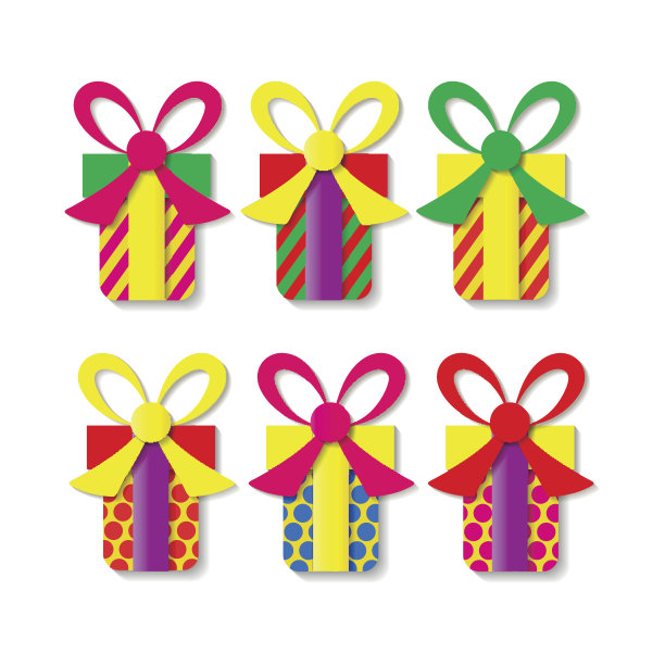 一套彩色礼品盒。矢量插图。图片下载