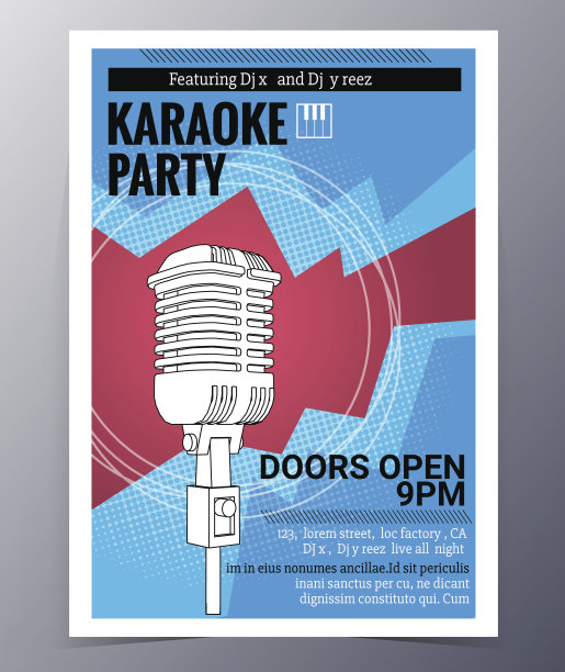 矢量模板的音乐会海报和音乐派对传单素材图片