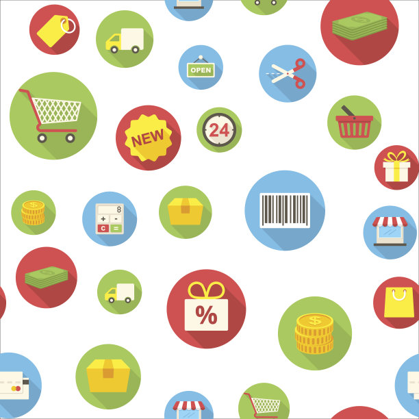 无缝模式与购物图标图片下载