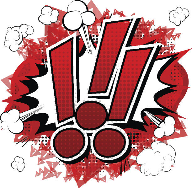 连环画式的注意符号加上感叹号图片下载