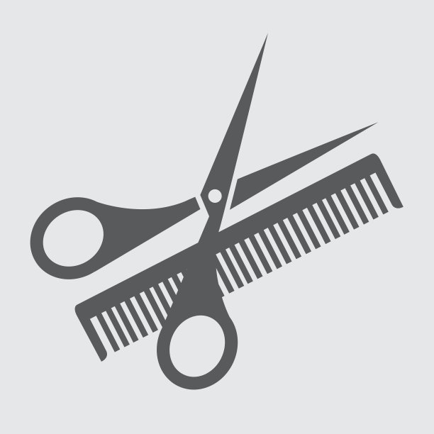发廊与剪刀和梳子的图标素材图片