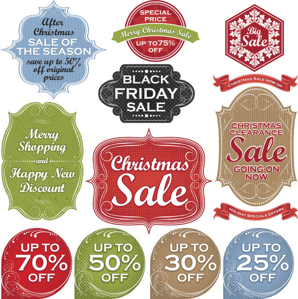 圣诞节销售标签和标签图片下载
