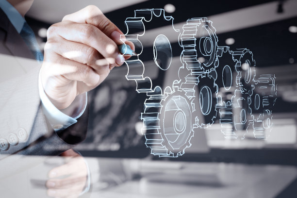 商人手绘齿轮成功的概念图片下载