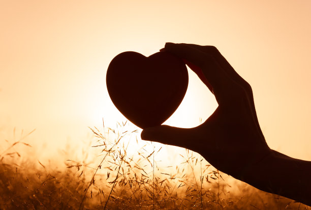 手捧心迎美丽布景。图片下载