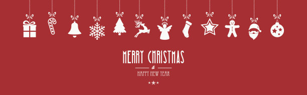 圣诞快乐的装饰品挂红色的背景图片下载