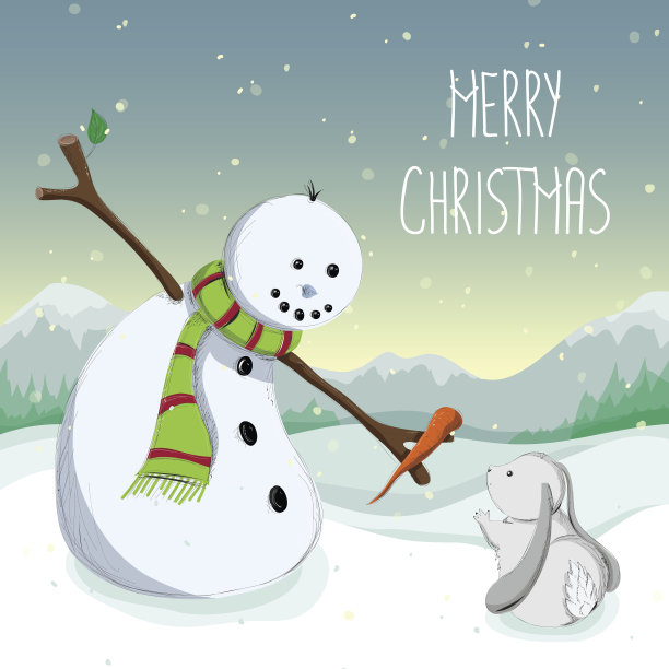 雪人把他的胡萝卜鼻子给了兔子图片下载