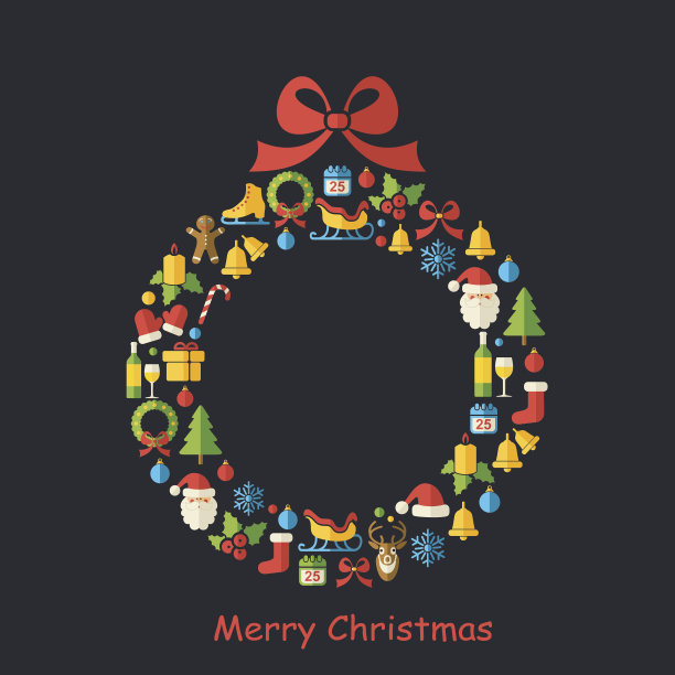 圣诞矢量背景与圣诞花环图片下载