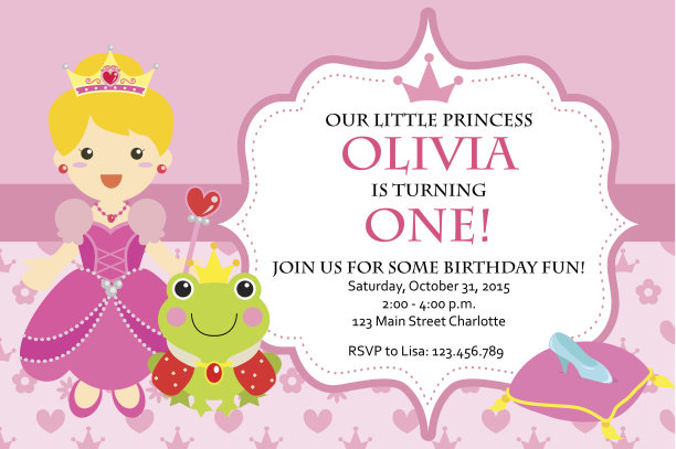 公主生日派对邀请图片下载