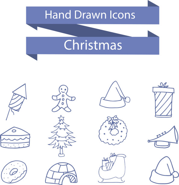 圣诞图标风格的矢量艺术图片下载