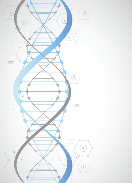 科学模板，带有DNA分子的蓝色壁纸或横幅素材图片