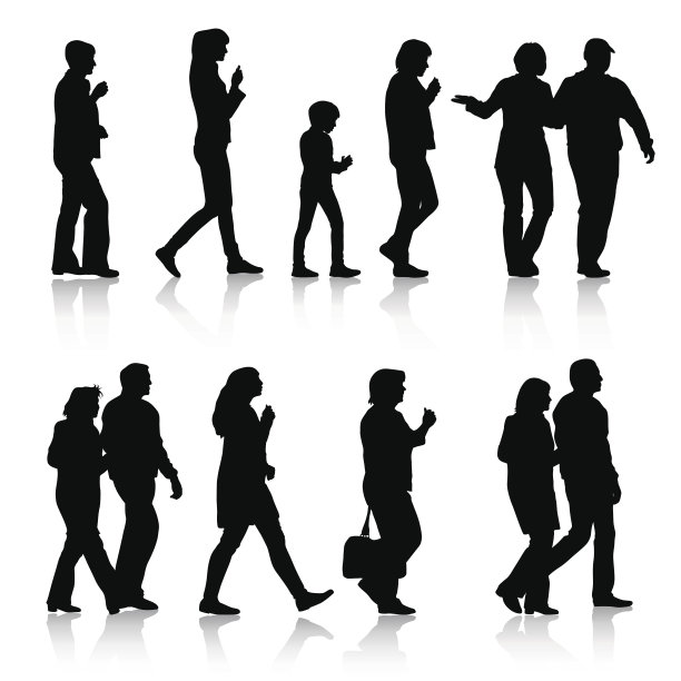 白色衣服上美丽男女的黑色剪影图片下载