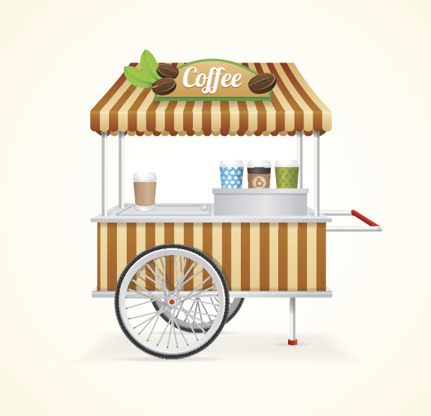 咖啡市场的车。向量图片下载