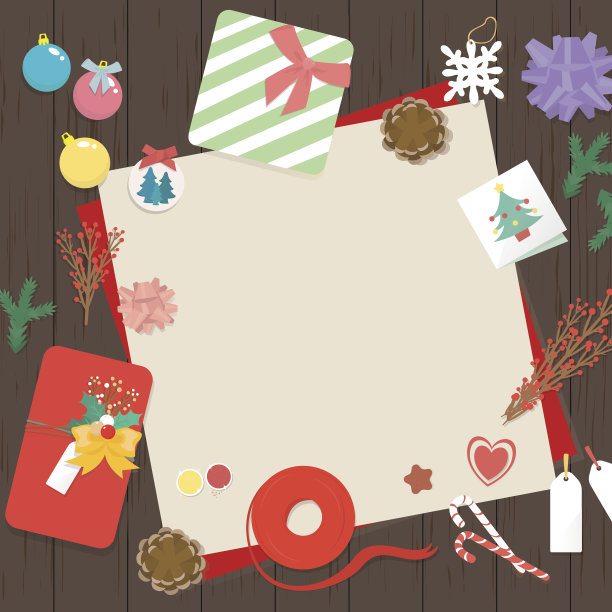 圣诞装饰品。准备圣诞卡。图片下载