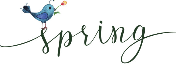 春天贺卡与蓝鸟和原始手写tex图片下载