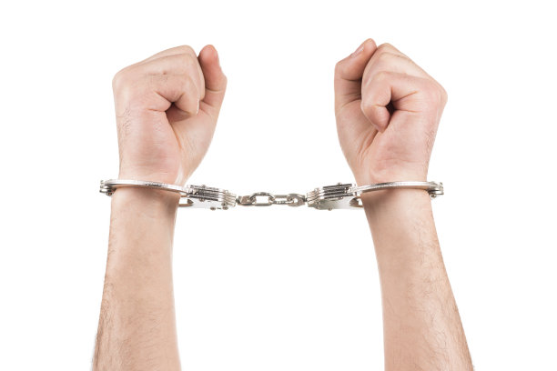 带手铐的白色孤立背景图片下载