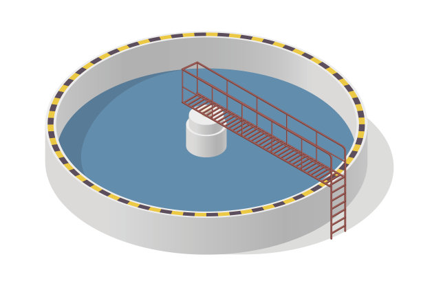 水处理等距建筑信息图，大细菌净化器上白色。图片下载