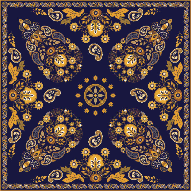 矢量佩斯利花卉广场设计图片下载