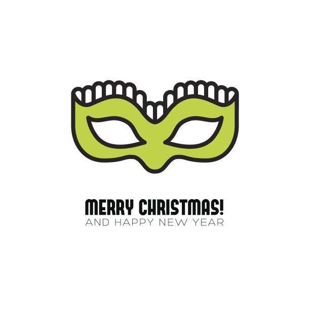 圣诞派对面具扁平图标图片下载