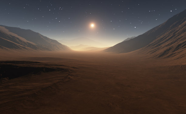 火星上的日落。素材图片