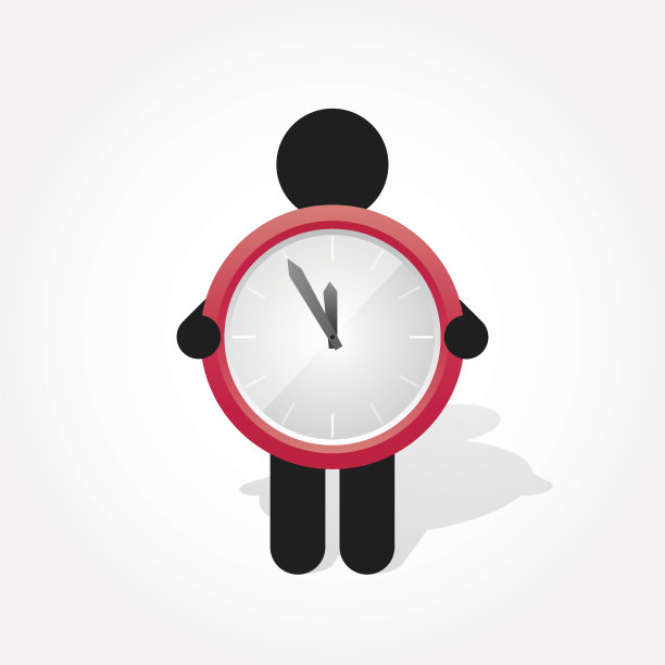 figure man手持简单的红色时钟图片下载