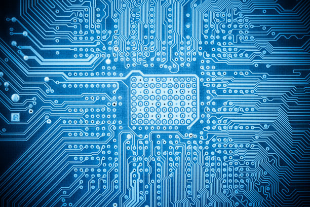 蓝色的电脑线路板纹理图片下载