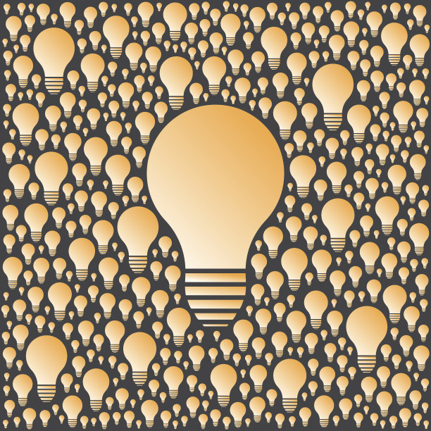 背景与矢量灯泡。创造力和想法概念。图片下载