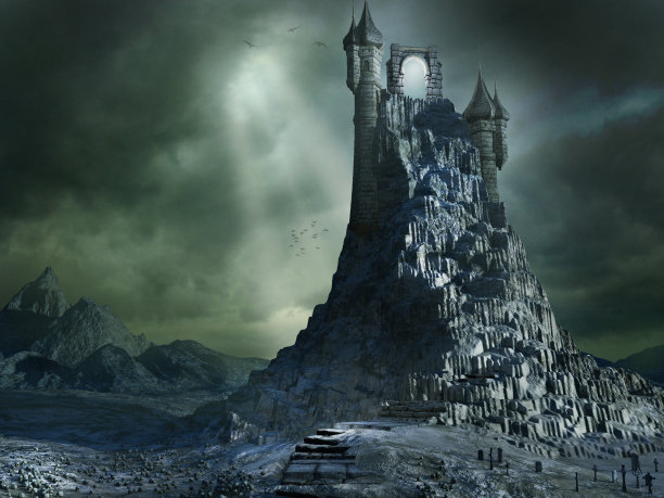 高山之巅的魔法入口素材图片