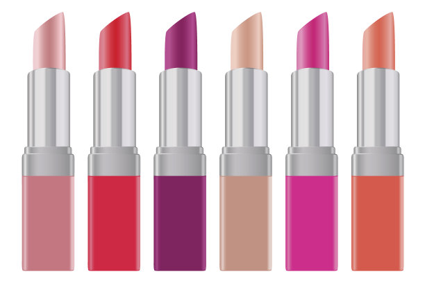 口红调色板，唇彩设置现实明亮的银管图片下载