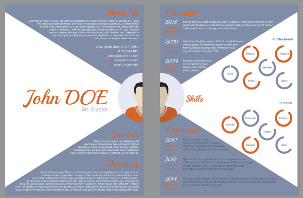 现代双面简历简历模板的就业图片下载