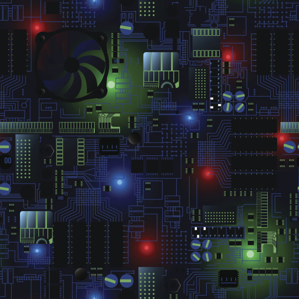 电路板与LED的电线无缝模式图片下载