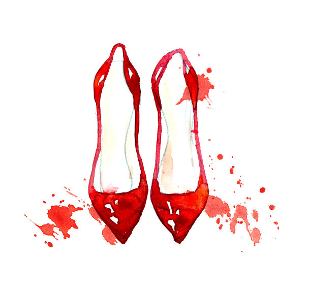 水彩时装鞋插图。优雅的女人鞋子。图片下载