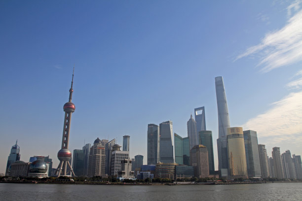 东方明珠塔和上海的城市景观图片下载