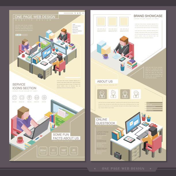 商业概念一页网站模板设计图片下载