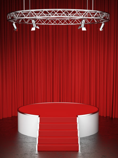 红色的场景和红色的窗帘图片下载