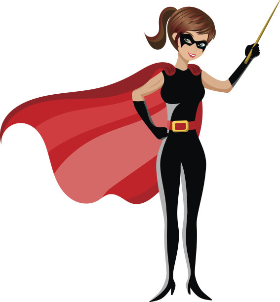 女超人拿着棍子孤立地教学素材图片