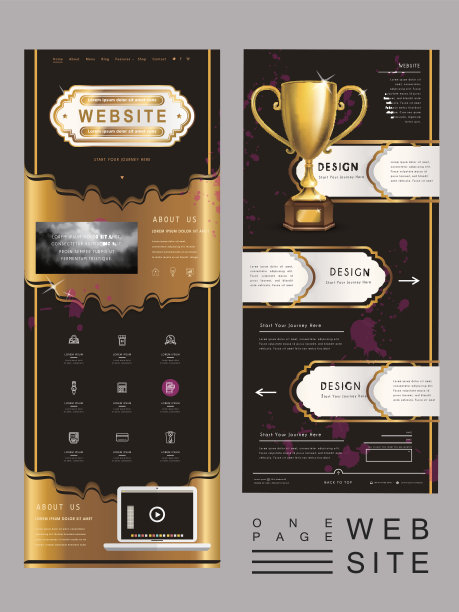 华丽的一页网站模板设计图片下载