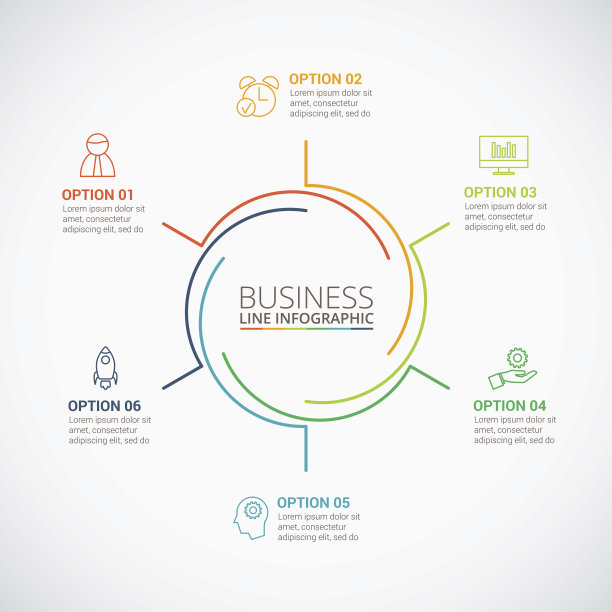 用于信息图表的细线平圆。图片下载