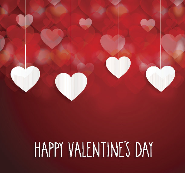 挂着心形的情人节海报素材图片