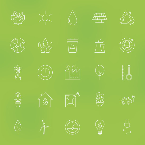 保存自然生态线图标设置在模糊的背景图片下载